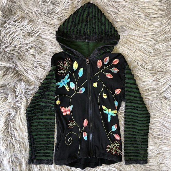 True Vintage y2k Rising International Cottagecore Full-Zip Hobbit Hoodie, Size M - Picture 3 of 5